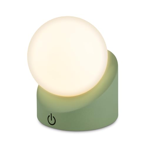 BRILONER - Mini LED Table lamp Wireless IP54 with Touch, dimmable in Steps, Rechargeable Battery & Light Source Exchangeable, Bedside lamp, Ball, LED lamp, Outdoor lamp, 10x8x9 cm, Green