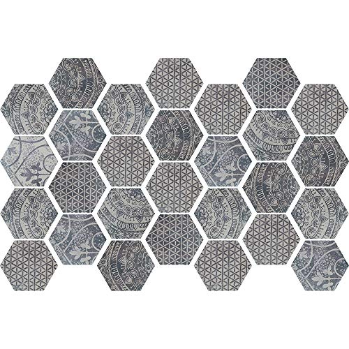Ambiance Sticker Self-Adhesive Decorative Wall Decal Cement Tile for Bathroom and Kitchen Old Beauty - Pack of 28 Stickers of 10 x 9 cm