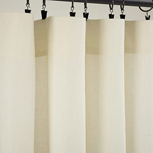 "Lush Decor Belgian Flax Prewashed Linen Rich Cotton Blend Window Curtain Panel (Single Panel), 84"" L x 50"" W, Ivory"