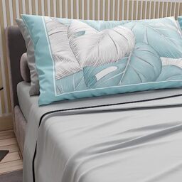 PETTI Artigiani Italiani - Double Bed Linen in Cotton with Pillowcases in Digital Print, for Double Bed, Complete Top and Bottom Sheet with Corners, Light Grey, 100% Made in Italy