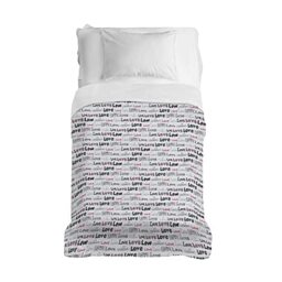 PENSIERI DELICATI Bedspread 170 x 280 cm, Single 100% Cotton Pique, Ideal as Furniture, Single Bed Blanket, Love Love Design, Grey, 100% Made in Italy