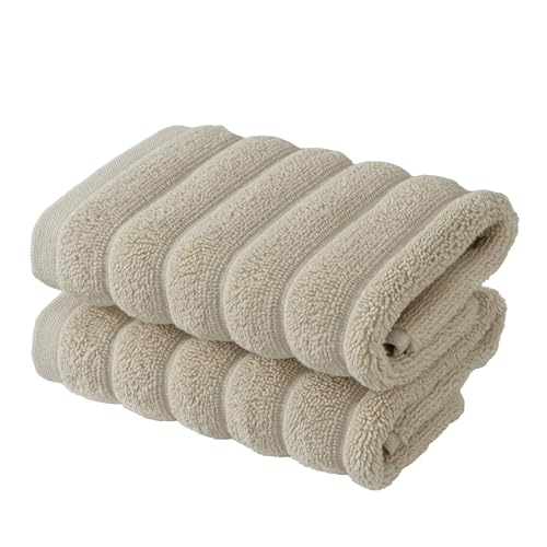 BERIBO Cloud Turkish Towel Set 100% Cotton 620gsm (Sandstone, 2 Face Flannels)