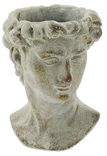 The Bridge Collection Antique Style Old World Greek Statue Head Cement Face Planter Pot