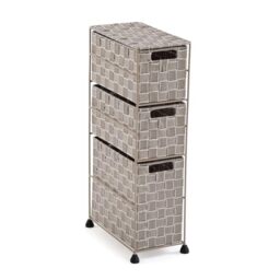 Versa Nilo Auxiliary Bathroom Furniture, Bathroom shelf with 3 storage baskets, Dimensions (H x W x D) 57 x 15.5 x 28 cm, Textured Plastic, Beige Color