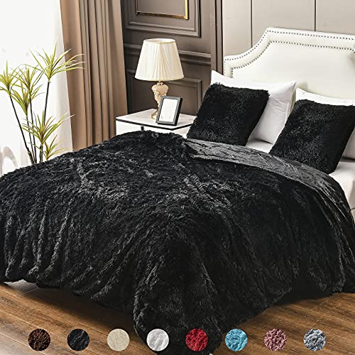 "YUSOKI Twin Size Faux Fur Throw Blanket(Black,60"" x 80""),Whithout Pillows,Winter Lightweight Plush Fuzzy Soft Cozy Microfiber Comfy Bed Blanket for Women Kids Girls Couch Sofa Washable"