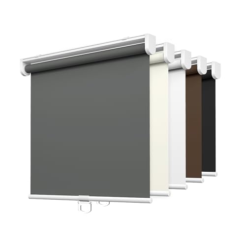 LazBlinds Tool-Free Drill-Free Cordless Roller Shades, 100% Blackout Roller Shades for Windows, Thermal Insulation UV Protection Waterproof Roller Blinds for