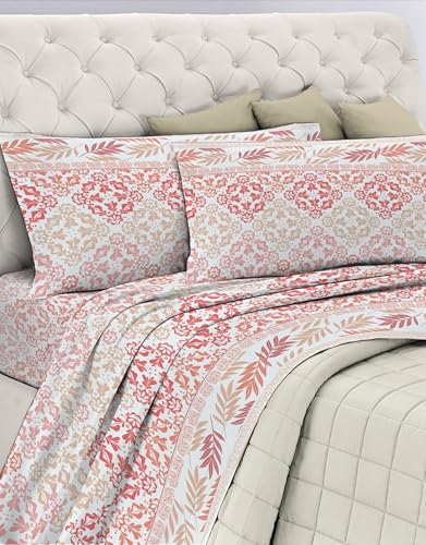 GEMITEX Cotton Bed Set, 100% Breathable Cotton Free of Harmful Substances, Certified Quality Standard 100 by OEKO-TEX Confidence in Textile, Double Bed, G24/Pink, Designed in Italy