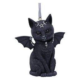 Nemesis Now Cult Cuties Malpuss Hanging Ornament 9.2cm, Resin, Black, Malpuss Winged Occult Cat Hanging Ornament, Bat Cat, Cast in the Finest Resin, Carefully Hand-Painted