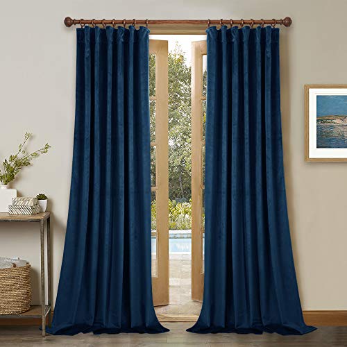 StangH Navy Blue Blackout Curtains - Luxury Back Tab Bedroom Drapes Heat Blocking Privacy Protect Doorway Room Dividers for Living Room/Sliding Glass Door, W52 x L90, 2 Panels