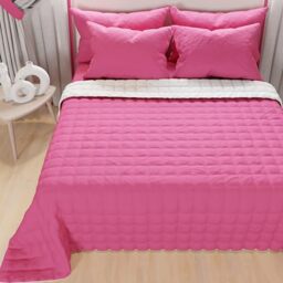 PETTI Artigiani Italiani - Reversible 1.5 Seater Duvet 220 x 260 cm in Microfibre, Spring Bedspread, Reversible Blanket, Fuchsia White, 100% Made in Italy
