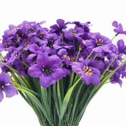 XIYUAN Artificial Flowers 12 Bundles Fake Flowers Plant UV Resistant No Fade Faux Flower Hanging Plant Plastic Greenery Shrubs Garden Porch Window Box Decorating(Purple)