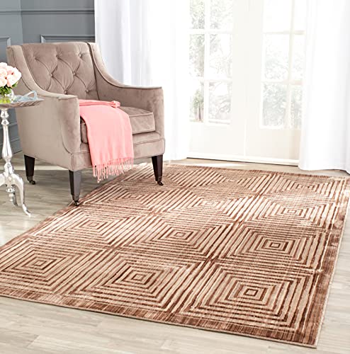 Safavieh Contemporary Indoor Woven Rectangle Area Rug, Infinity Collection, INF569, in Brown / Beige, 155 X 229 cm for Living Room, Bedroom or Any Indoor Space