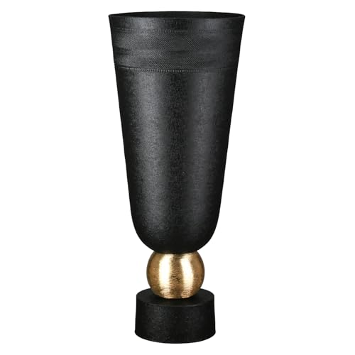 Casablanca Nama Vase - Aluminium - Black Crackle - Conical - Height 48 cm x Diameter 21 cm
