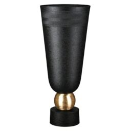 Casablanca Nama Vase - Aluminium - Black Crackle - Conical - Height 48 cm x Diameter 21 cm