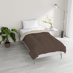 Italian Bed Linen Dreams and Capricci Two-Tone Padded Winter Duvet, Brown/Cream, Queen Size 200 x 200 cm