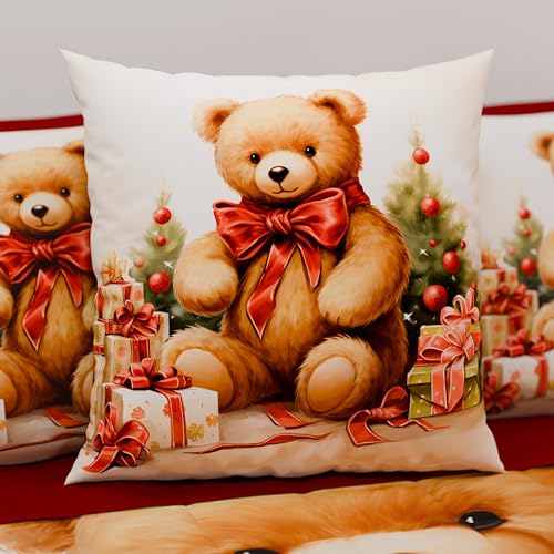PETTI Italian Artisans - Pair of 65x65 cm Microfiber Cushion Covers, Christmas Pillow Cases, Christmas Decor Cushions for Bedroom, Sofa, Living Room, Set of 2 Cushion Covers, Xmas 3 Pillow Case