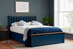 Birlea, 120cm Phoenix Ottoman Bed Navy Blue, Engineered Wood, Small Double