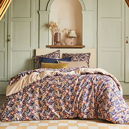 Essix Printed Cotton Satin Duvet Cover, Folk Flowers, 200 x 200 cm