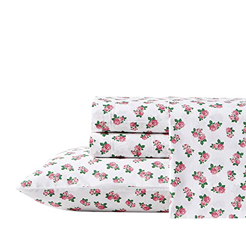 Betsey Johnson Home - Percale Collection - Sheet Set - 100% Cotton, Lightweight & Breathable, Crisp & Cool, Twin, Teeny Tiny Roses
