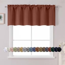 "Chyhomenyc White Valance for Window, Blackout Small Kitchen Curtain for Bedroom/Living Room, Rod Pocket Privacy Short Window Treatment Valance RV Bunk Panels, 60"" Wx18 L"