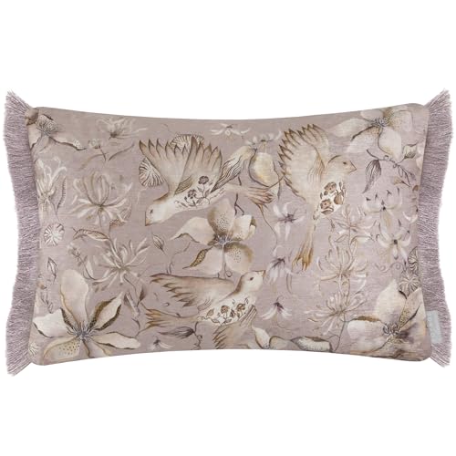 Voyage Maison Floella Feather Filled Cushion – Watercolour Floral Damask Bird Botanical Décor (Viola - 40x60cm)