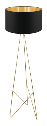 EGLO Tripod floor lamp Camporale, Living Room Lamp with Fabric Shade