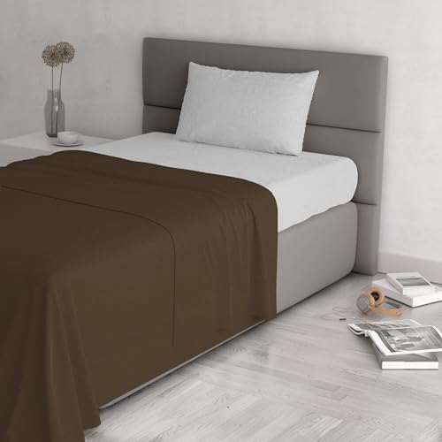Trendy Chic 100% Cotton Bed Set, Made in Italy, Queen Size, Chocolate