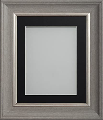 Frame Company Drummond Gunmetal Grey Photo Frame, Black Mount, 16x12 for 12x10 inch, fitted with perspex