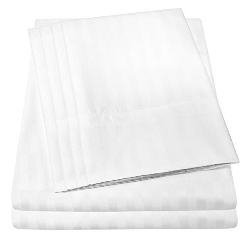 King Size Bed Sheets - 6 Piece 1500 Supreme Collection Fine Brushed Microfiber Deep Pocket King Sheet Set Bedding - 2 Extra Pillow Cases, Great Value, King, Dobby White
