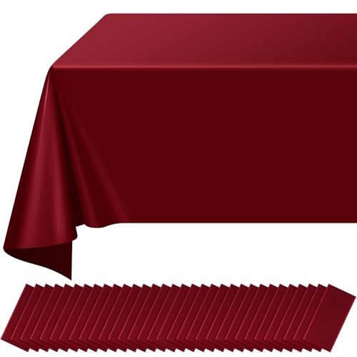 32 Pack Maroon Plastic Tablecloth for Rectangle Tables, Premium Decorative Burgundy Disposable Table Cloths for Parties, Rectangle Party Table Cover for Birthday Anniversary Graduation, 54x108 Inch