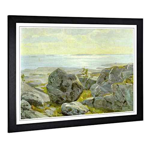 Big Box Art Framed Print of Victore Westerholm Beach Landscape Island Design - Wall Art Picture - Home Decor for Kitchen, Living Room, Bedroom, Hallway, Black, A2 / 24.5x18 Inch / 62x45cm