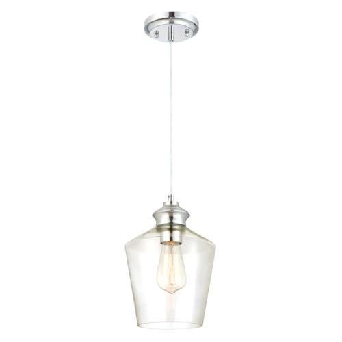 62055 One-Light Indoor Pendant, Chrome Finish with Clear Glass