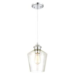 62055 One-Light Indoor Pendant, Chrome Finish with Clear Glass