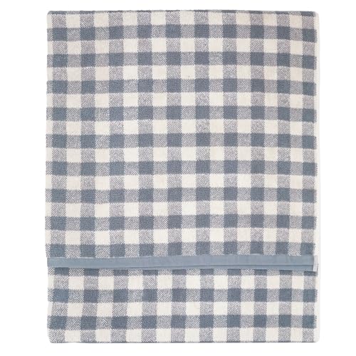 Yard Barton Gingham Check XL Bath Sheet – Soft 100% Cotton Absorbent Bathroom Towel (Denim Blue – 100x180cm)
