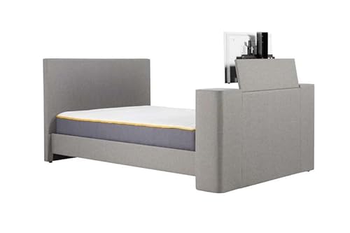 Birlea Plaza Grey Fabric TV Bed Frame Rising Mount 5ft Kingsize 150 x 200 cm