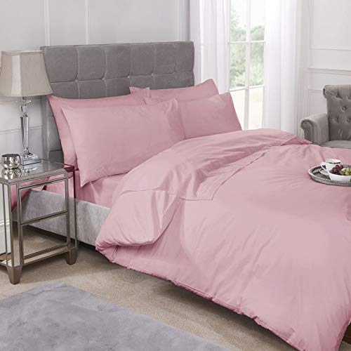 Emma Barclay 180 Thread Count Percale Fitted Valance Sheet in Pink - King Bed