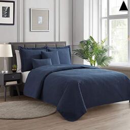 Hearth & Harbor Quilts Twin Size - All Season Bedspread Coverlet Set, Pinsonic Weave Lightweight Bedding Set - 5 Piece Twin Quilt Set with Pillow Shams, Diamond - Navy