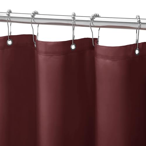 Gibelle Burgundy Red Fabric Shower Curtain or Liner, 72x72 Waterproof Shower Curtain Liner for Bathroom with Metal Grommets, Soft Cloth & Hotel Quality, Machine Washable