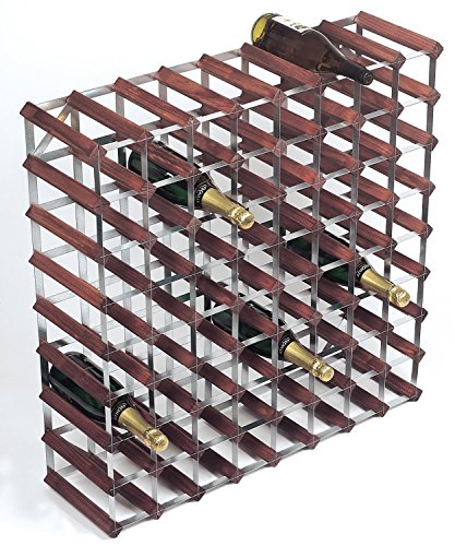 RTA 72 Bottle 8x8 Wine Rack Dark Pine Galvanised Steel Ready Assembled - WNRK4116