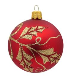 Ornex Set of 3 Diameter Hand-Blown Glass Baubles for Christmas Tree Decoration, Red, Gold, 3 sfere Ø 7 cm