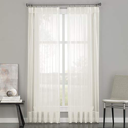 "Curtainworks Soho Voile Sheer Pinch Pleat Curtain Panel, 29 by 95"", Oyster"