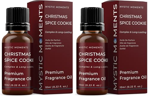 Mystic Moments - Christmas Spice Cookie Fragrance Oil - 10ml - Perfect for Soaps, Candles, Bath Bombs, Oil Burners, Diffusers and Skin & Hair Care Items (Pack of 2)