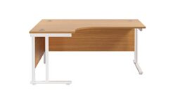Office Hippo - L Shaped Office Desk 160 x 120cm. Large Corner Computer Desk for Home Office With Integrated Cable Ports, Ideal for Work, Study, Gaming and Hobby Workstation (Oak/White)