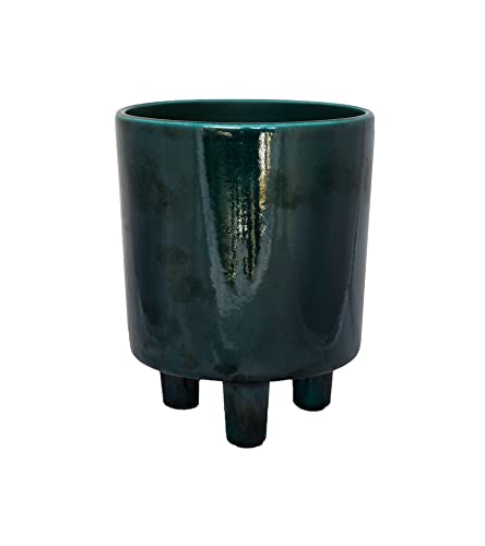Ivyline Pisa Premium Glaze Ceramic Planter in Emerald - Stylish, UV Stable & Waterproof Premium Quality Indoor Decorative Flower Pot - H19cm x D16cm