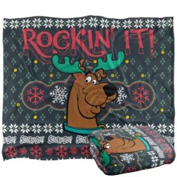 SCOOBY DOO! Blanket, 152 x 127 cm Rockin' It Ugly Christmas Sweater Silky Touch Super Soft Throw Blanket