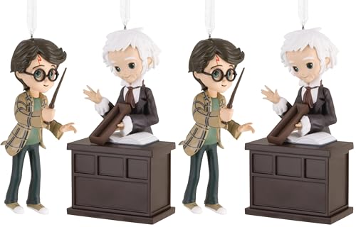 Hallmark Storied Moments, Harry Potter & Ollivander Ornament, Harry Potter Plastic Tree Decoration, Gifts for Christmas (Pack of 2)