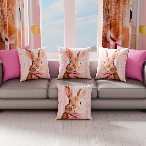 PETTI Artigiani Italiani - Set of 2 Easter Cushion Covers 40x40 cm in Microfibre, Easter Decorative Cushions for Bedroom, Sofa and Living Room, 2 Decorative Pillow Covers, 100% Made in Italy