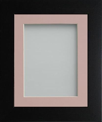 Frame Company Watson Matte Black Picture Photo Frame fitted with Perspex, 6x4 inch with Pink Mount for image size 5x3 inch