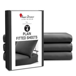 GC GAVENO CAVAILIA Microfiber Fitted Sheet Single - 4 Pack Plain Bed Sheets - Deep Pocket 10 inch (25cm) - Shrinkage, Fade & Wrinkle Resistant Bottom Sheet Washable Fit to Mattress (91x190 cm) - Black