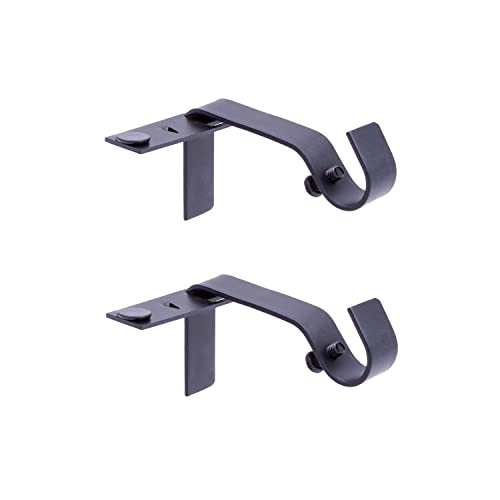 "Kenney Fast Fit 5/8"" No Measure Curtain Rod Brackets, Matte Black"